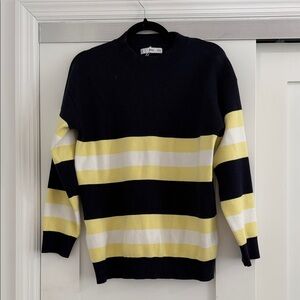Mango Striped Crewneck Sweater in Navy, Yellow & White